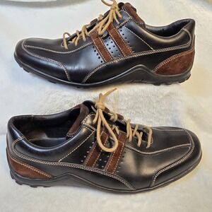 COLE HAAN Black & Brown Leather Oxford Sneaker Driving Shoe C02164 Men's Sz 11